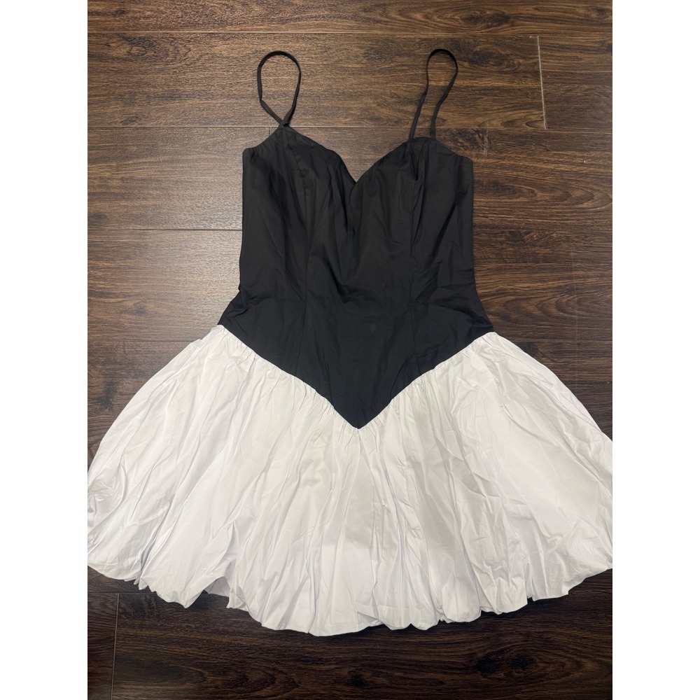 NWT Bardot Lissett Contrast Poplin Bubble Hem‎ Mini Dress - Size US 2 / AU 6